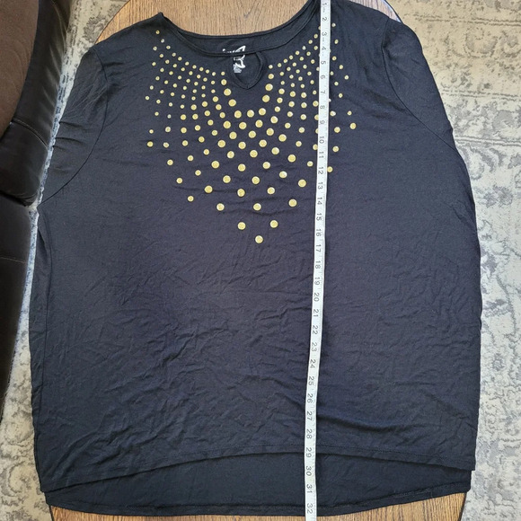 Just My Size Black Keyhole Long Sleeve Top with Gold Accent Dots Size women's 5X - Picture 7 of 8